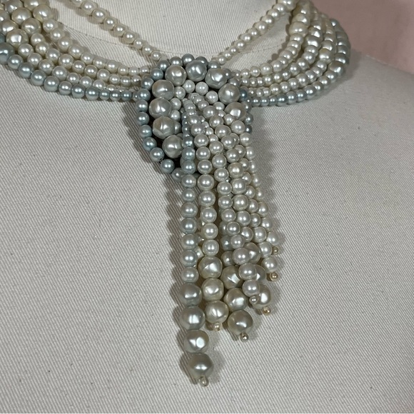 Antique Vintage Maximalism Waterfall Pearl Victorian Choker festoon Necklace - Picture 16 of 17